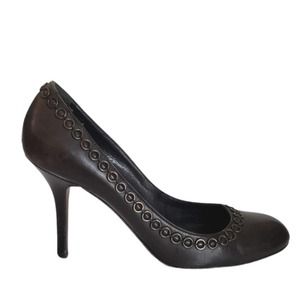 Dior Black Leather O Ring Metal Hardware Detail Round Toe 39.5 US 9